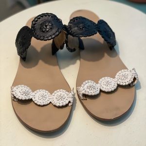 Jack Rogers Lauren Sandal - Black and White - Size 9
